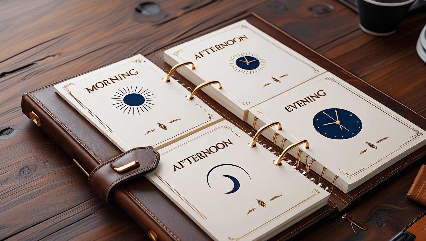 Leonardo_Phoenix_10_A_elegant_leatherbound_agenda_lies_open_on_1